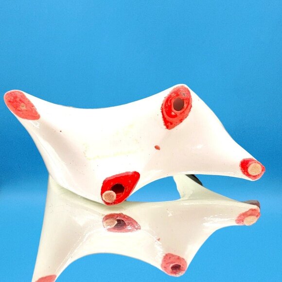 Mid Century Modern Cubist Cat Figurine White Jewel Eyes Japan 1950s Modernist - Picture 9 of 10